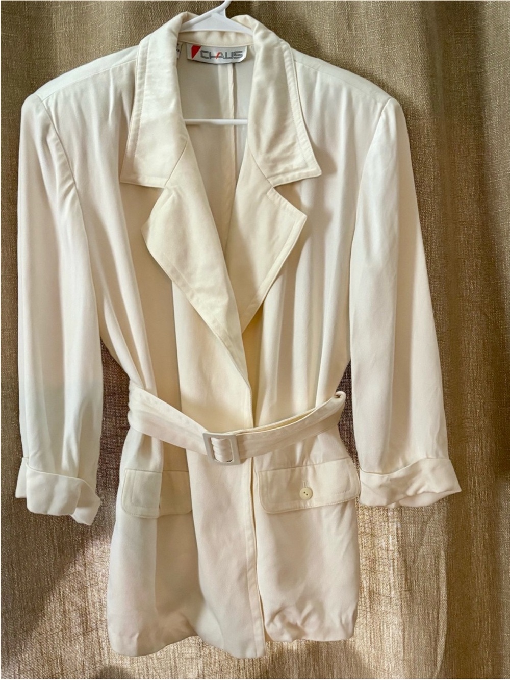 Vintage 80s Rayon belted 40s Style shoulder pads  blazer Wow! Sz 10 M